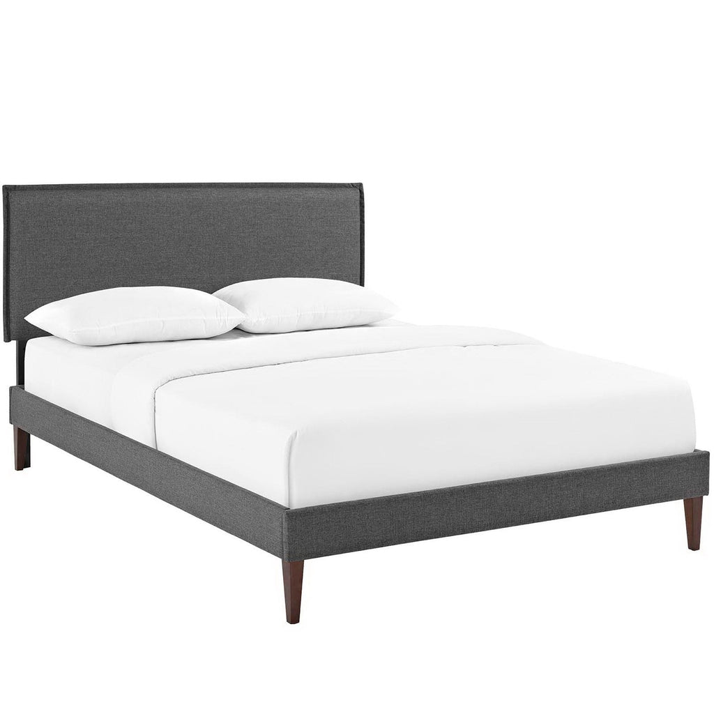 Lit plateforme en tissu Camille avec pieds carrés effilés