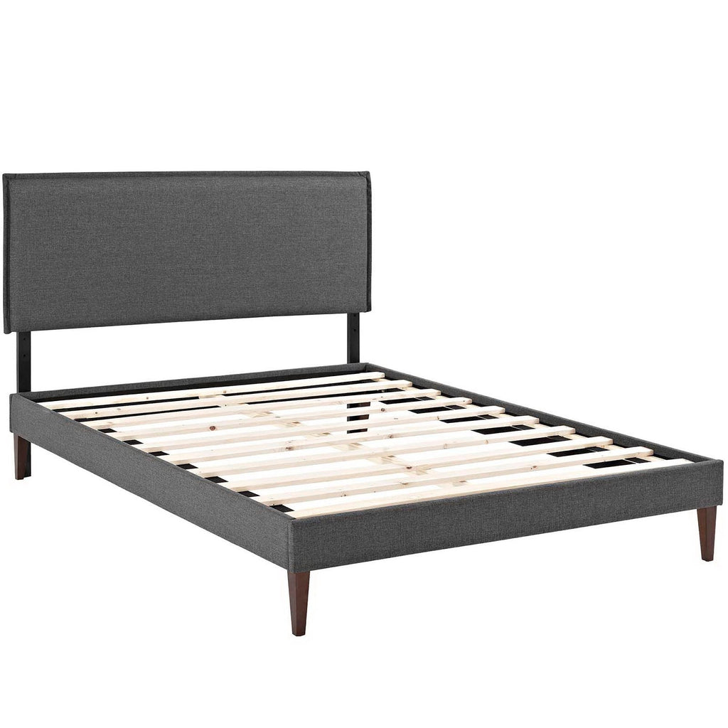 Lit plateforme en tissu Camille avec pieds carrés effilés