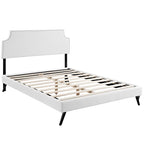Lit plateforme Laura en tissu avec pieds ronds évasés