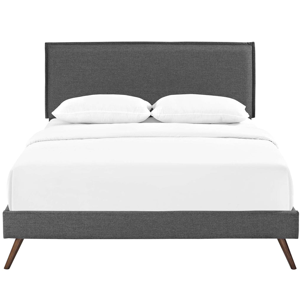 Lit plateforme en tissu Amaris avec pieds ronds évasés