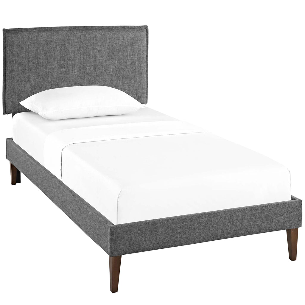 Lit plateforme Amaris en tissu avec pieds carrés effilés