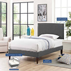 Lit plateforme Amaris en tissu avec pieds carrés effilés