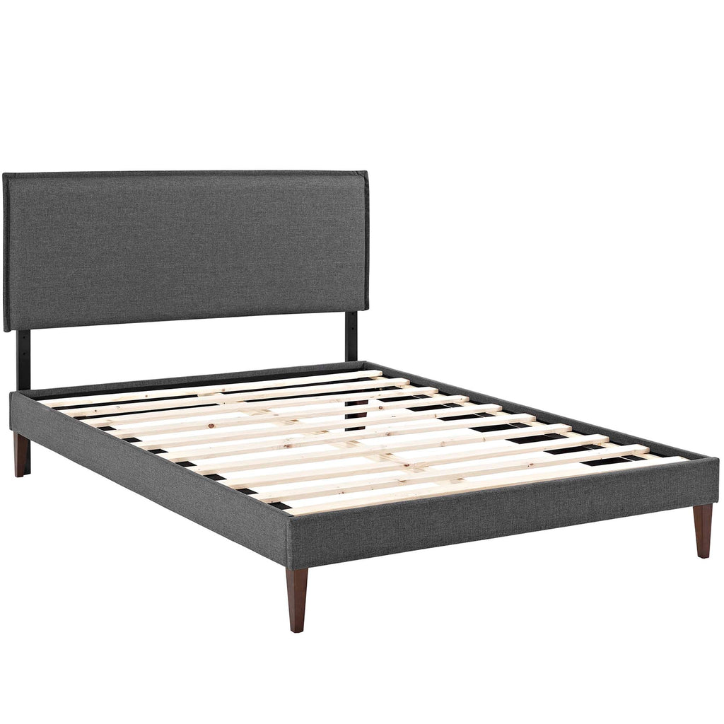 Lit plateforme Amaris en tissu avec pieds carrés effilés