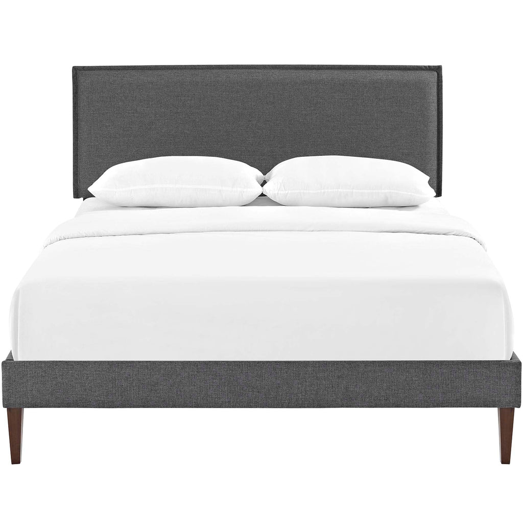 Lit plateforme Amaris en tissu avec pieds carrés effilés
