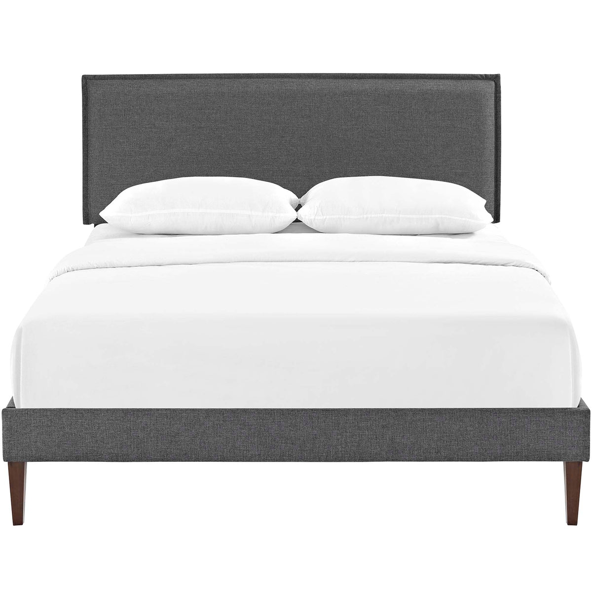 Lit plateforme Amaris en tissu avec pieds carrés effilés