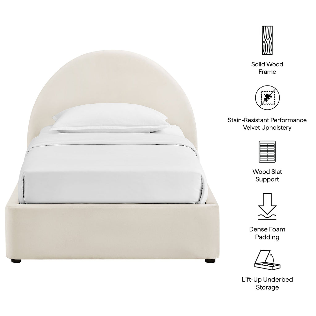 Cadre de lit plateforme de rangement Arched Performance Velvet Resort