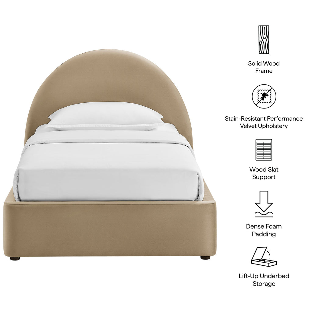 Cadre de lit plateforme de rangement Arched Performance Velvet Resort