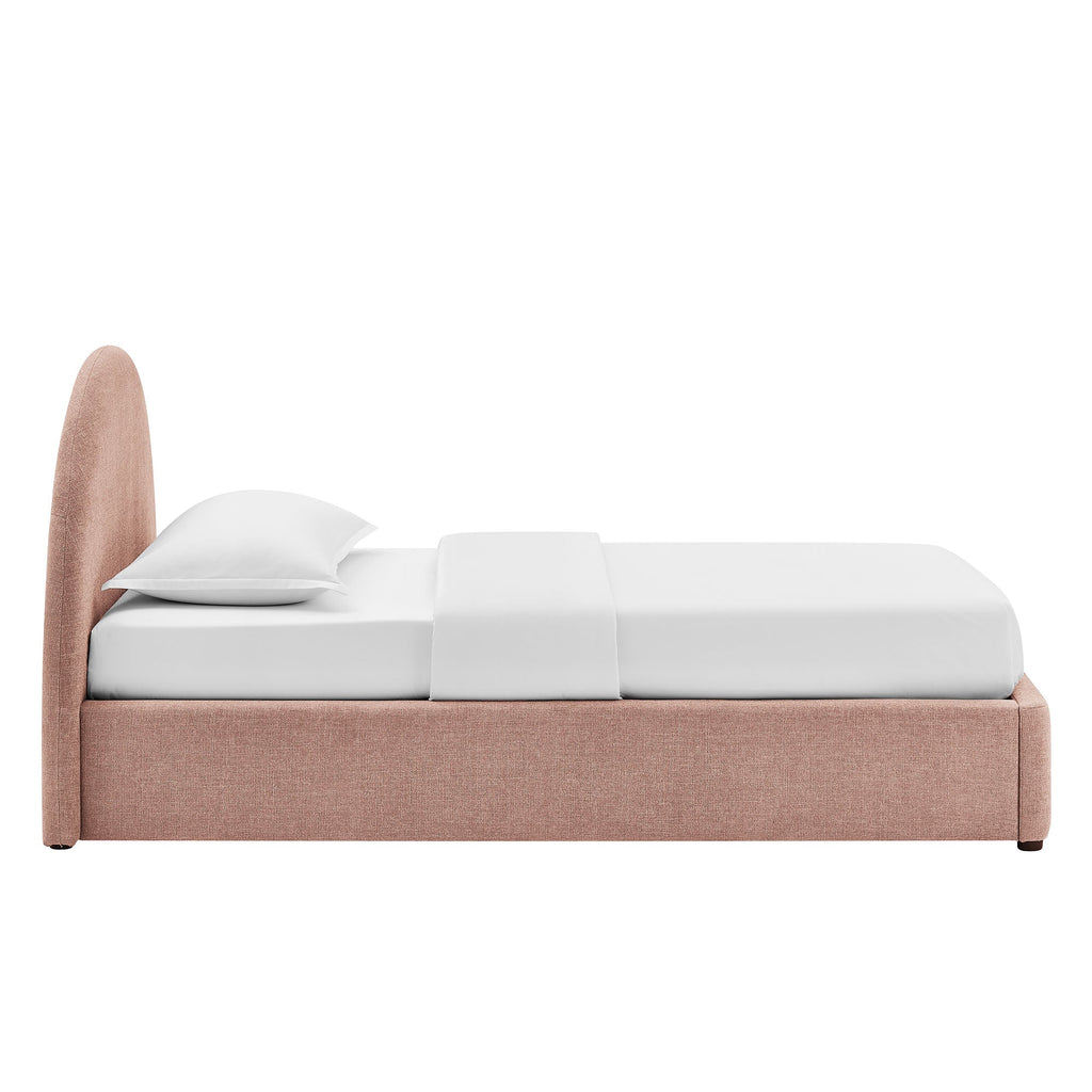 Cadre de lit plateforme rembourré en tissu avec rangement Resort