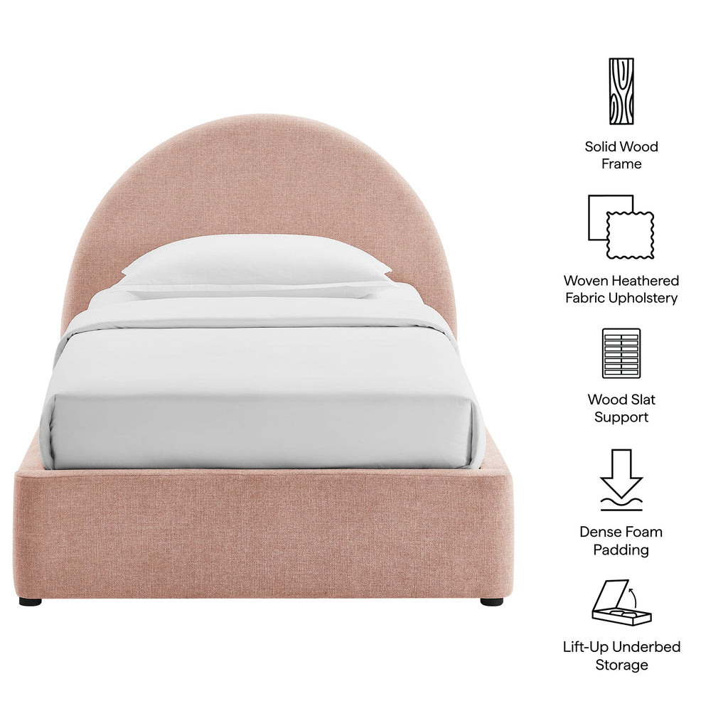 Cadre de lit plateforme rembourré en tissu avec rangement Resort