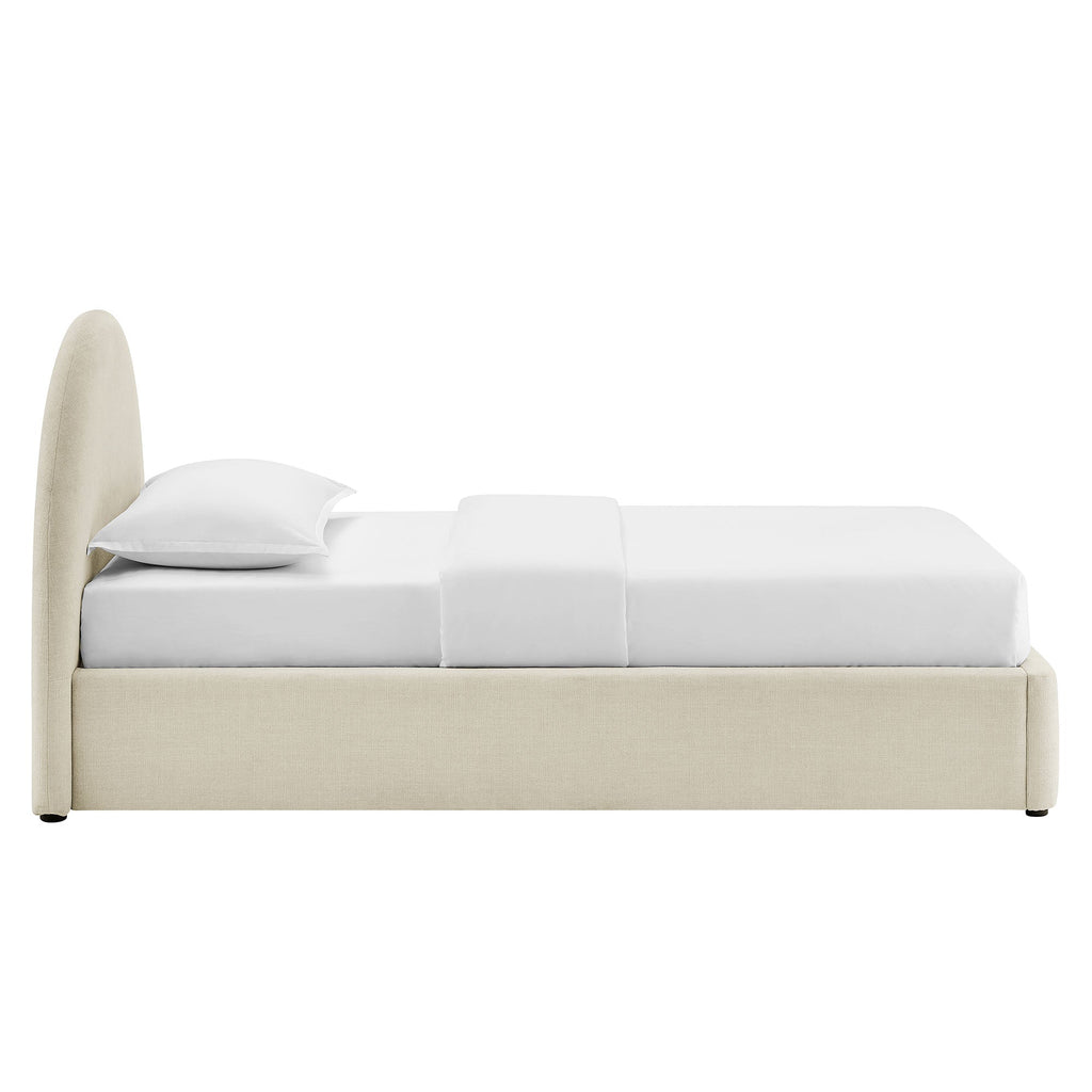 Cadre de lit plateforme rembourré en tissu avec rangement Resort