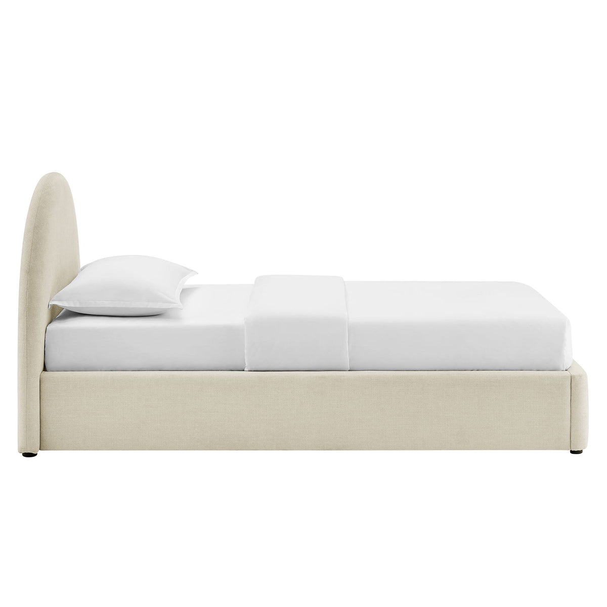 Cadre de lit plateforme rembourré en tissu avec rangement Resort