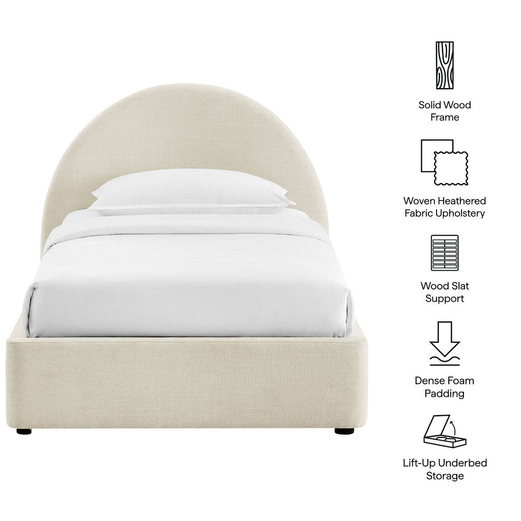 Cadre de lit plateforme rembourré en tissu avec rangement Resort