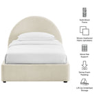 Cadre de lit plateforme rembourré en tissu avec rangement Resort