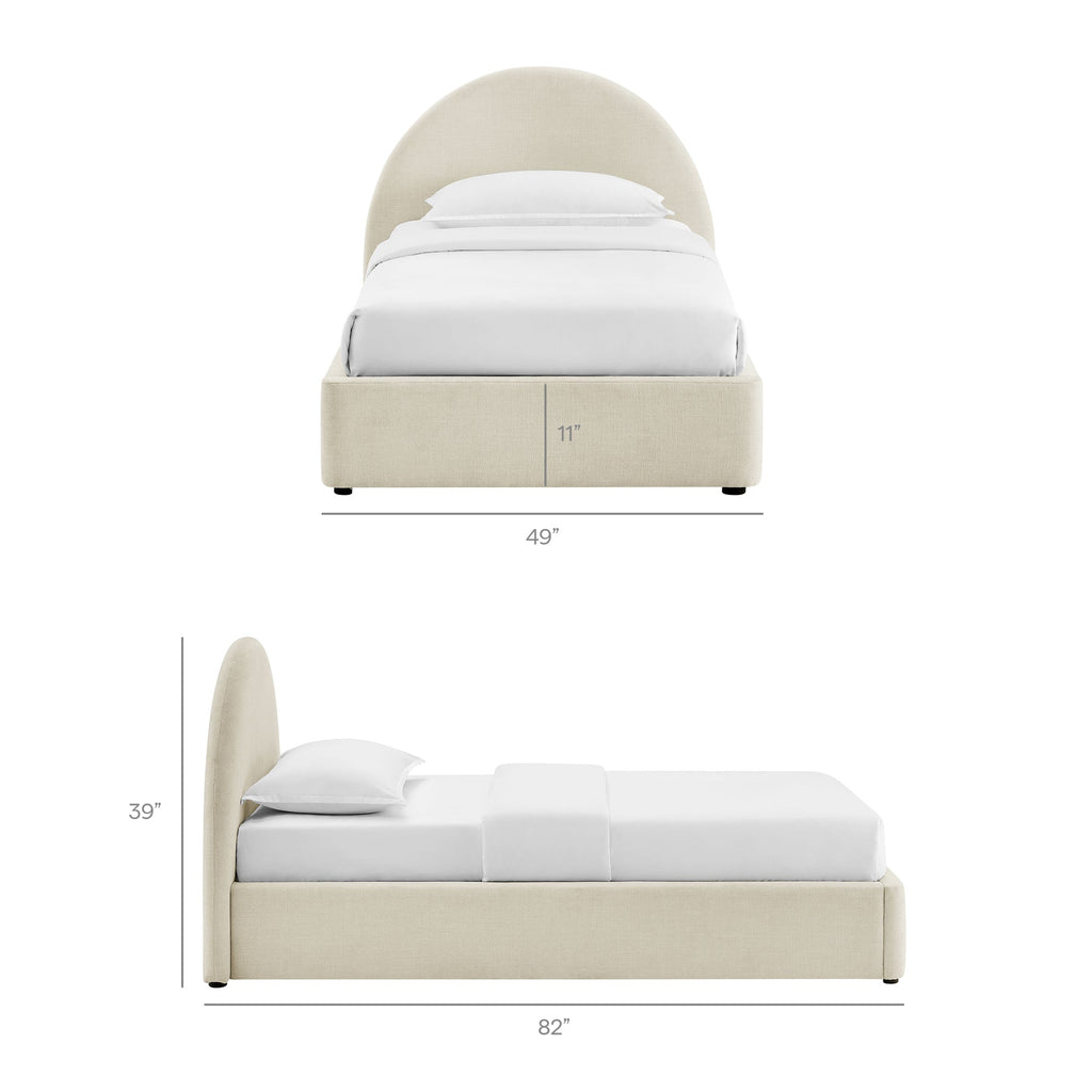 Cadre de lit plateforme rembourré en tissu avec rangement Resort