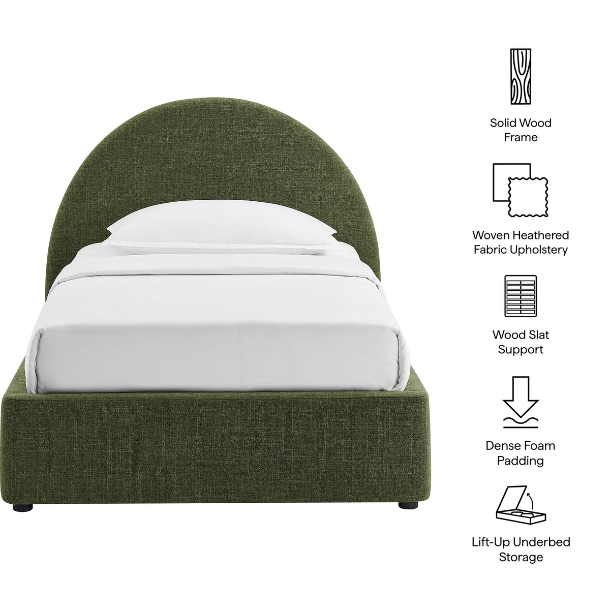 Cadre de lit plateforme rembourré en tissu avec rangement Resort