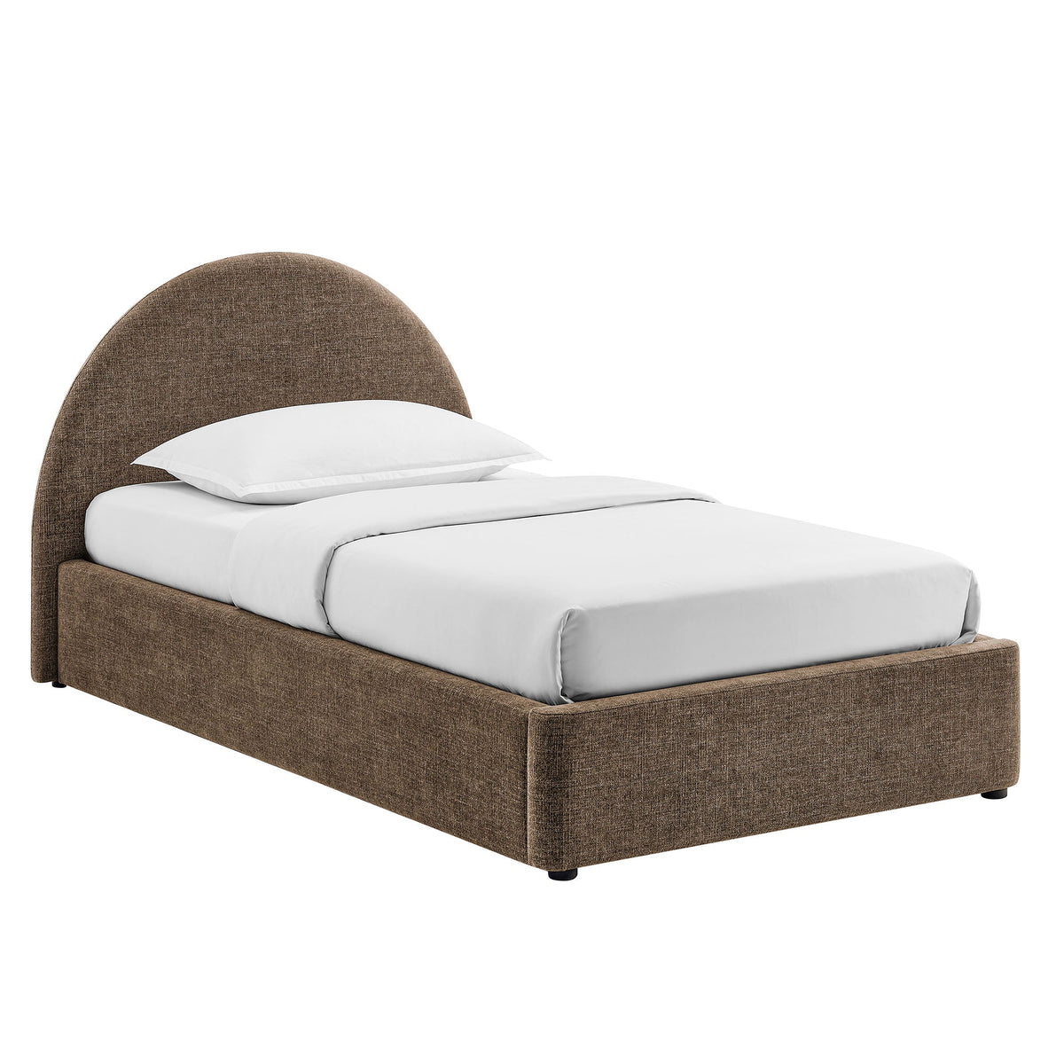 Cadre de lit plateforme rembourré en tissu avec rangement Resort
