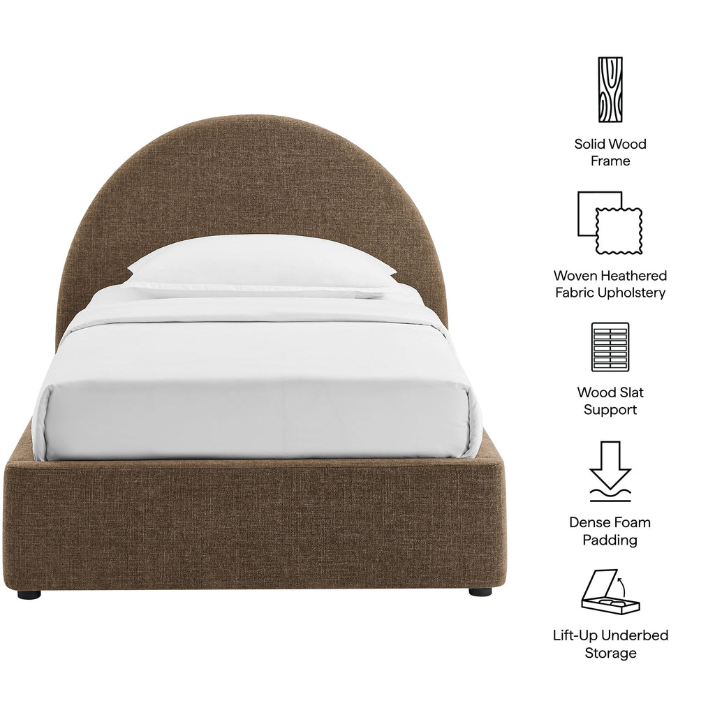 Cadre de lit plateforme rembourré en tissu avec rangement Resort