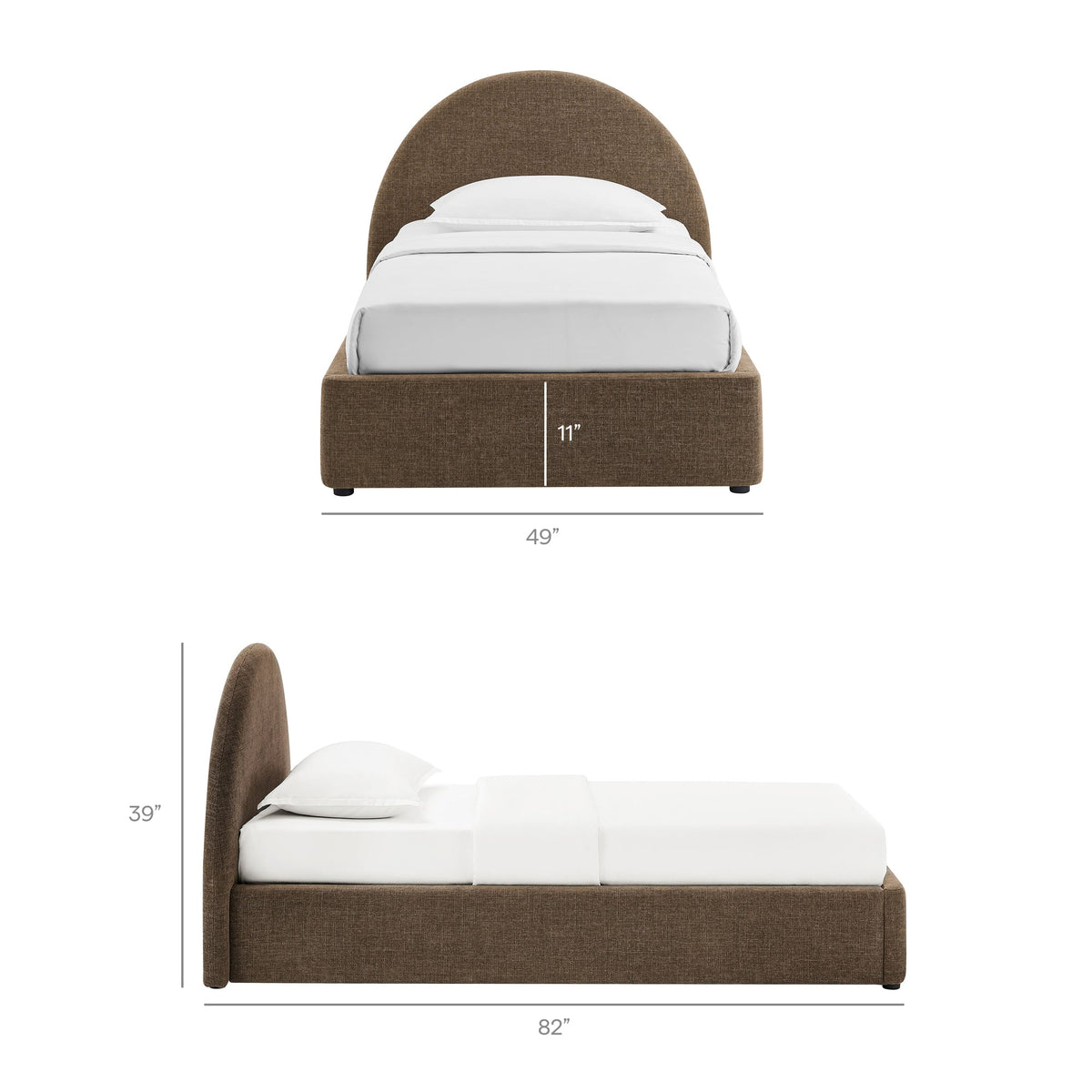 Cadre de lit plateforme rembourré en tissu avec rangement Resort