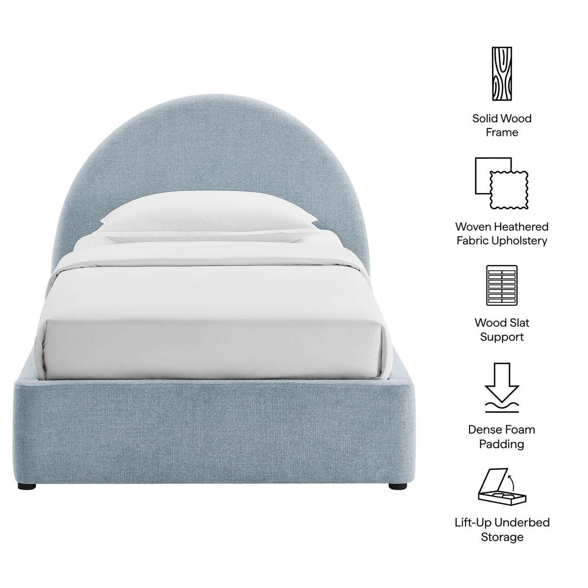 Cadre de lit plateforme rembourré en tissu avec rangement Resort