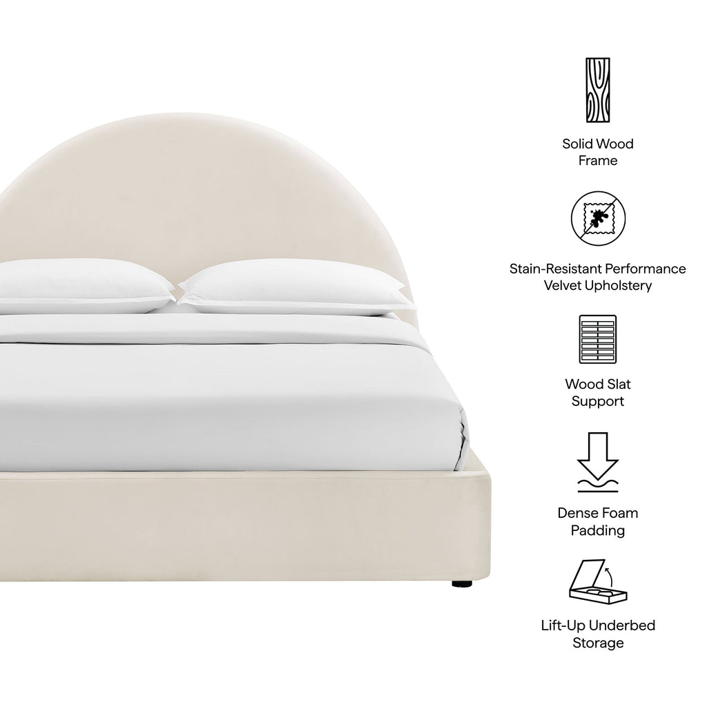 Cadre de lit plateforme de rangement Arched Performance Velvet Resort