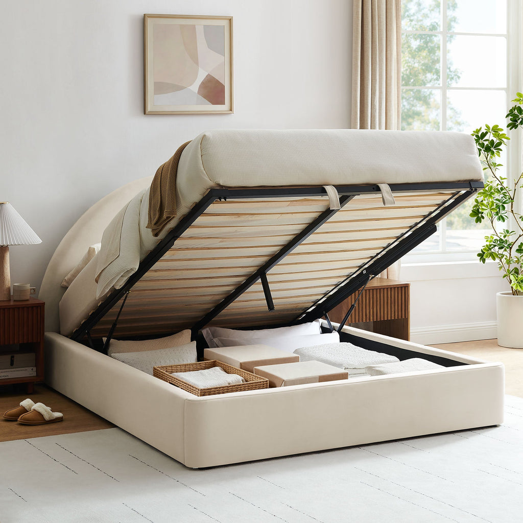 Cadre de lit plateforme de rangement Arched Performance Velvet Resort