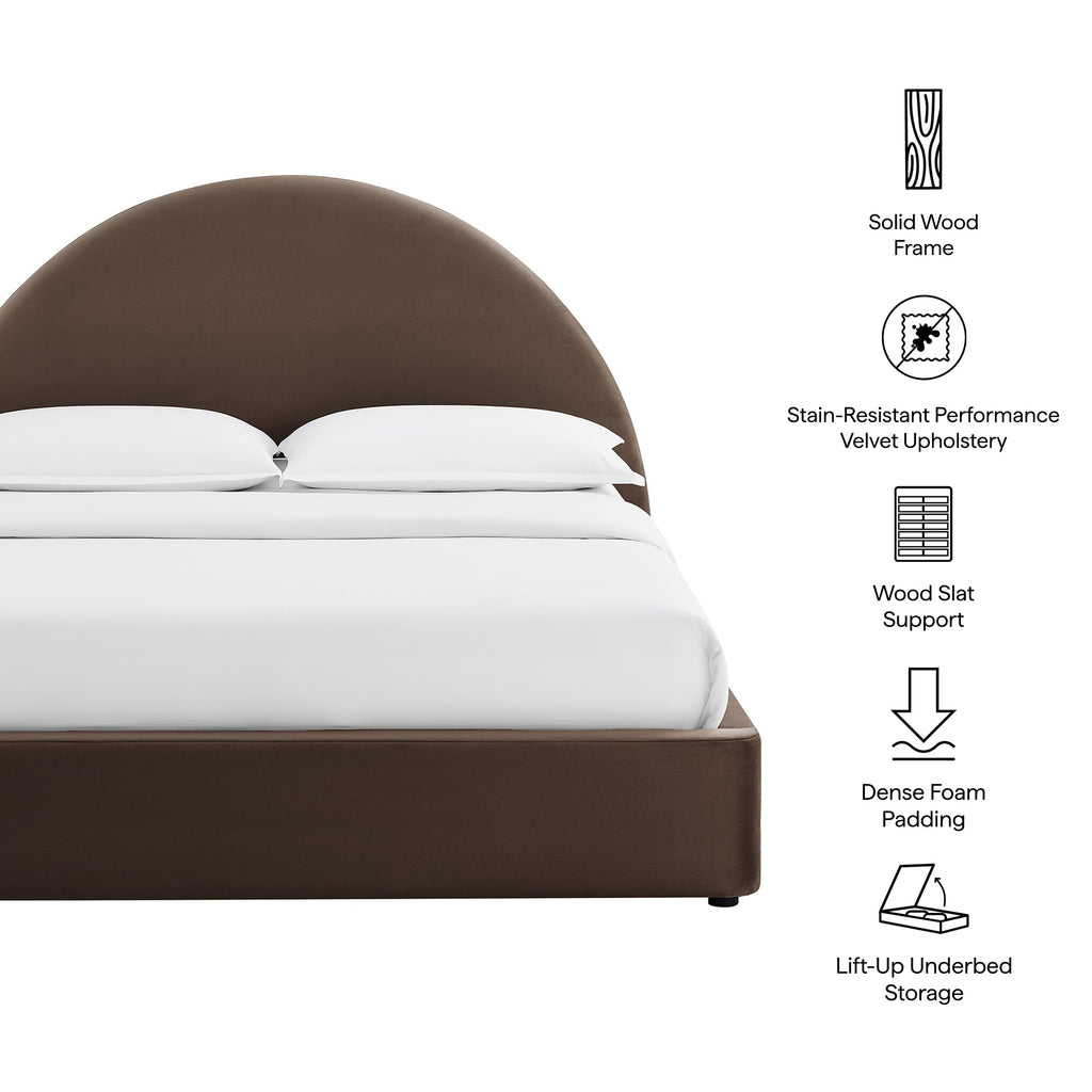 Cadre de lit plateforme de rangement Arched Performance Velvet Resort