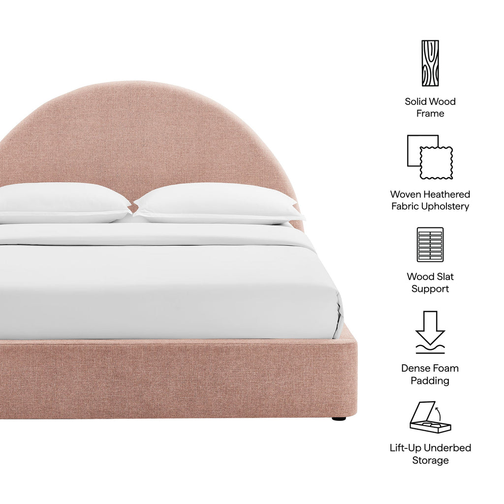 Cadre de lit plateforme rembourré en tissu avec rangement Resort