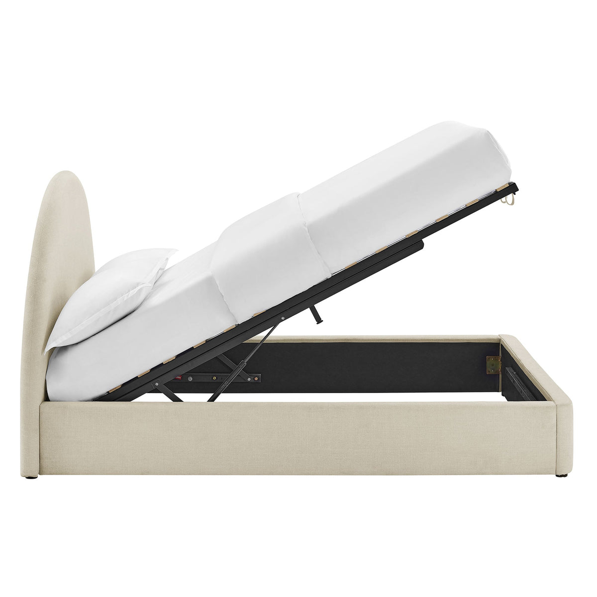 Cadre de lit plateforme rembourré en tissu avec rangement Resort