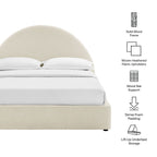 Cadre de lit plateforme rembourré en tissu avec rangement Resort