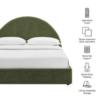 Cadre de lit plateforme rembourré en tissu avec rangement Resort