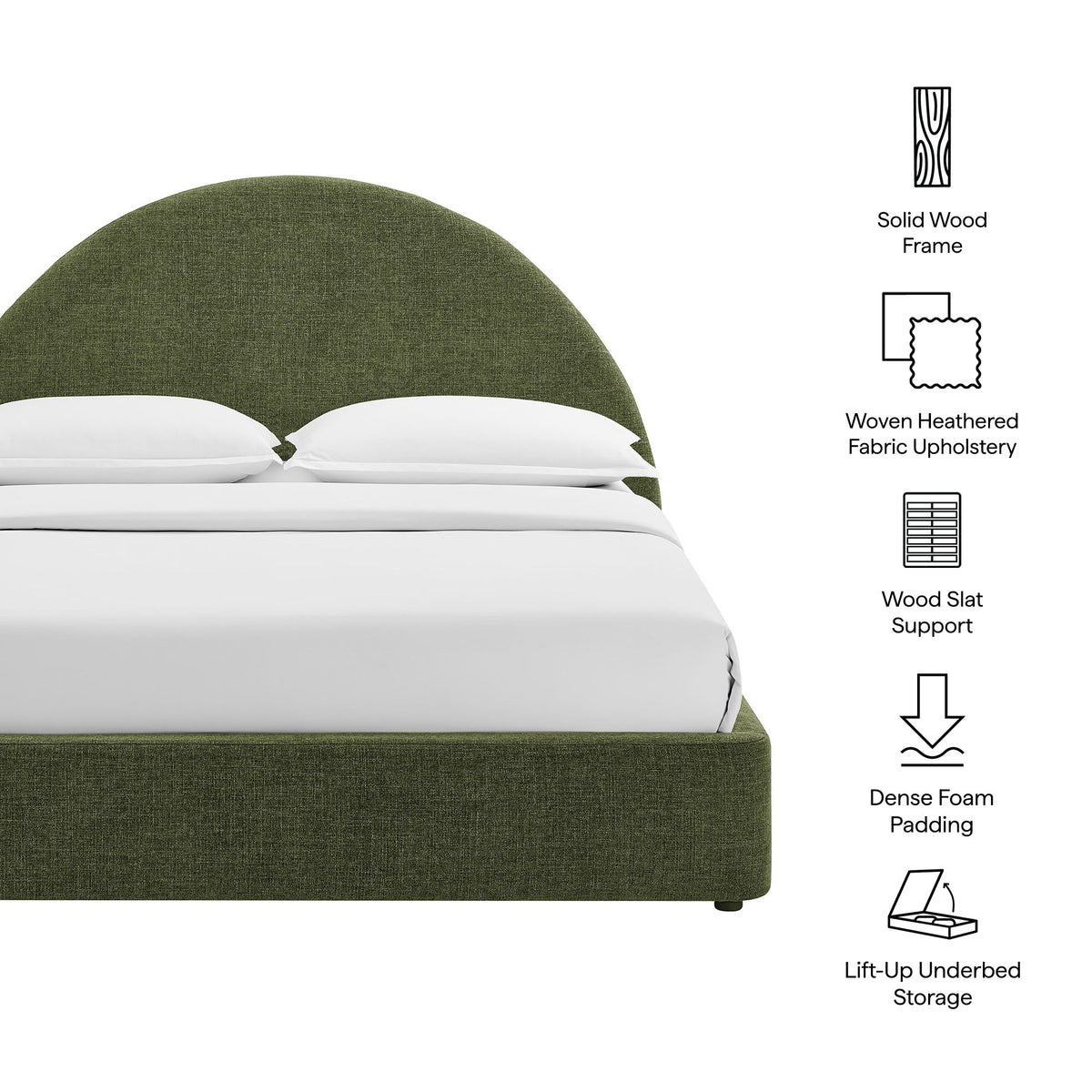 Cadre de lit plateforme rembourré en tissu avec rangement Resort