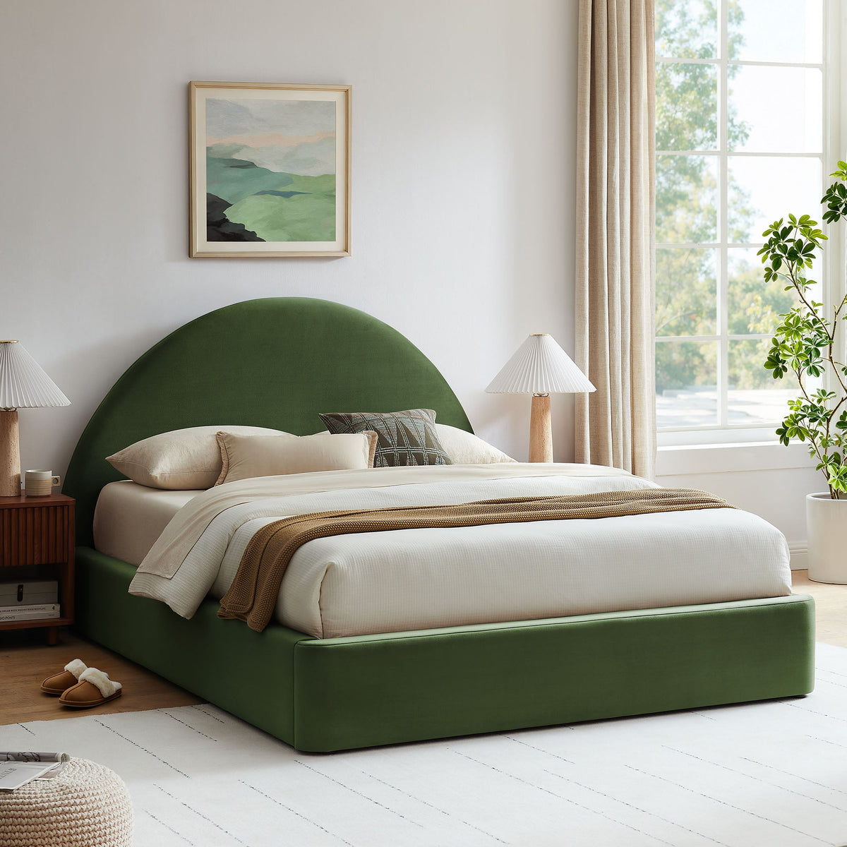 Cadre de lit plateforme de rangement Arched Performance Velvet Resort