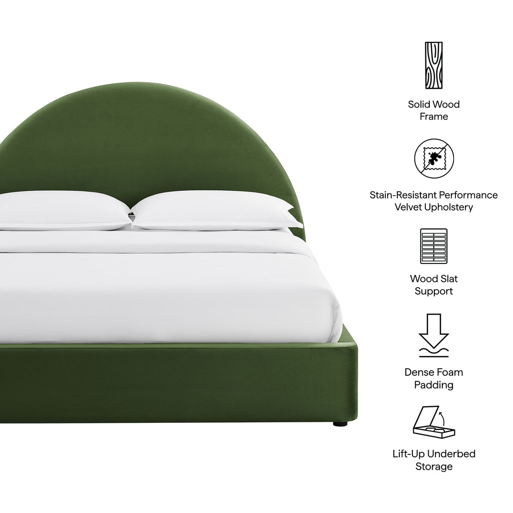 Cadre de lit plateforme de rangement Arched Performance Velvet Resort