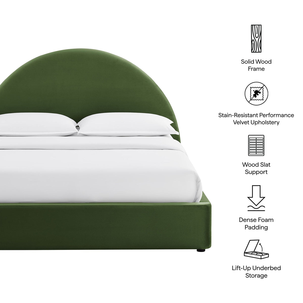 Cadre de lit plateforme de rangement Arched Performance Velvet Resort