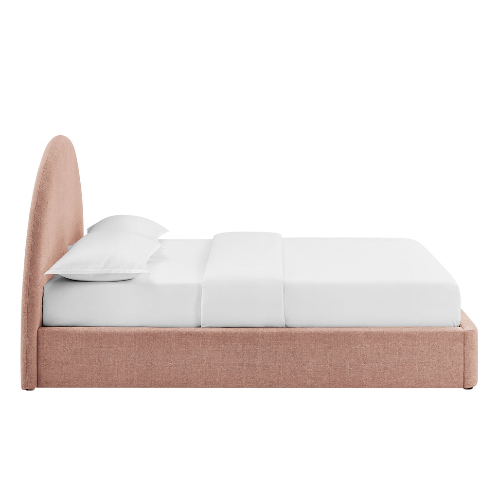 Cadre de lit plateforme rembourré en tissu avec rangement Resort