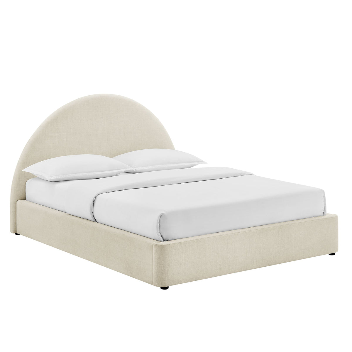 Cadre de lit plateforme rembourré en tissu avec rangement Resort
