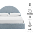 Cadre de lit plateforme rembourré en tissu avec rangement Resort