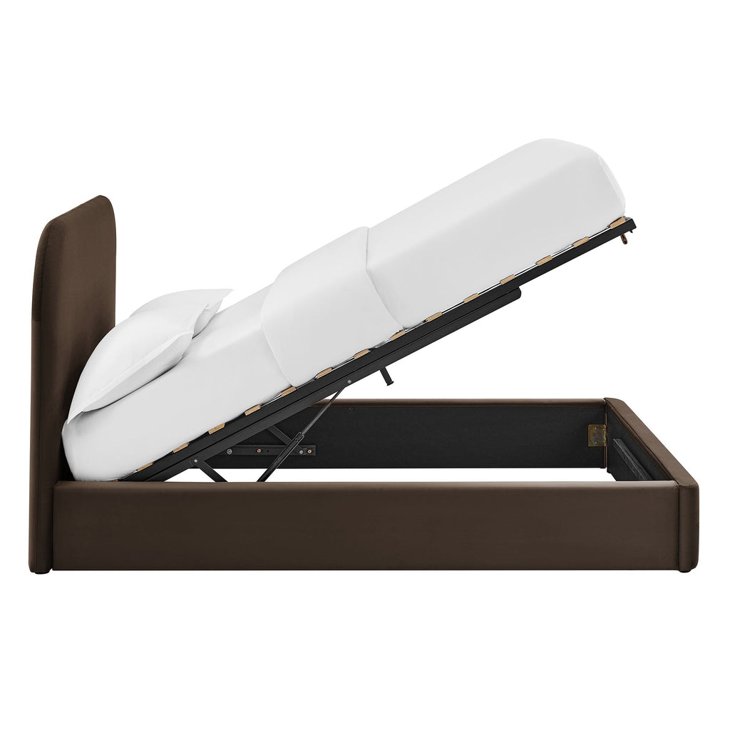 Cadre de lit plateforme de rangement Keynote en velours performant