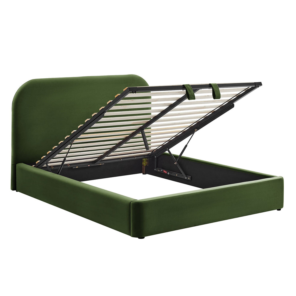 Cadre de lit plateforme de rangement Keynote en velours performant