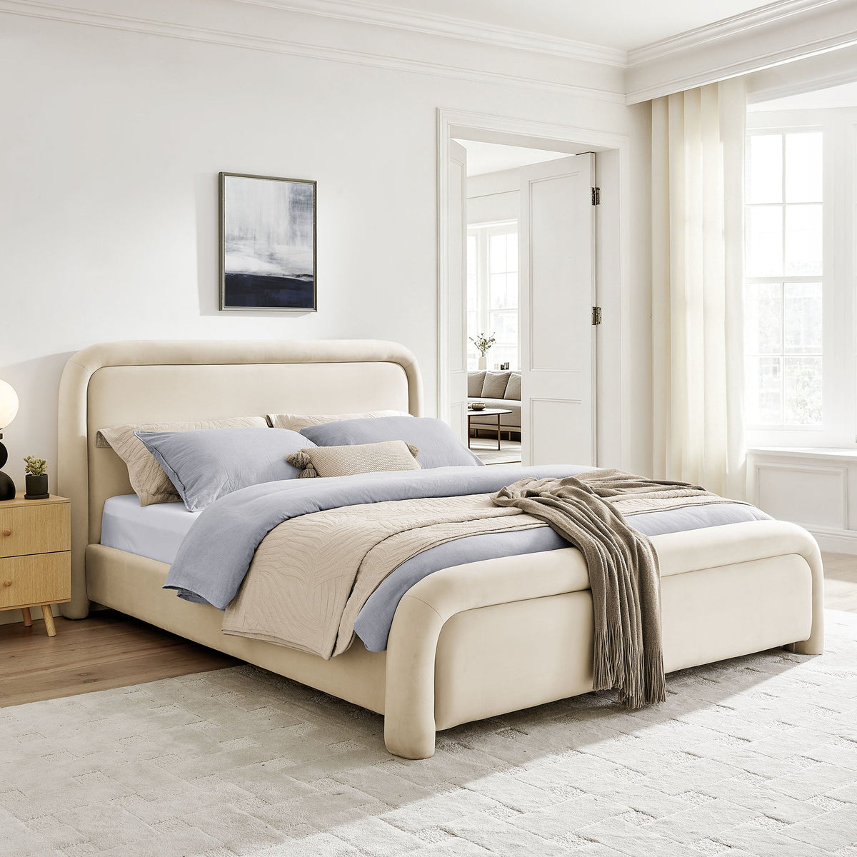 Lit plateforme en velours performant Beck