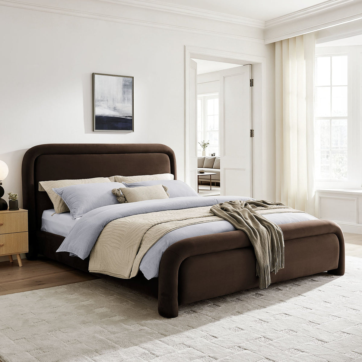 Lit plateforme en velours performant Beck