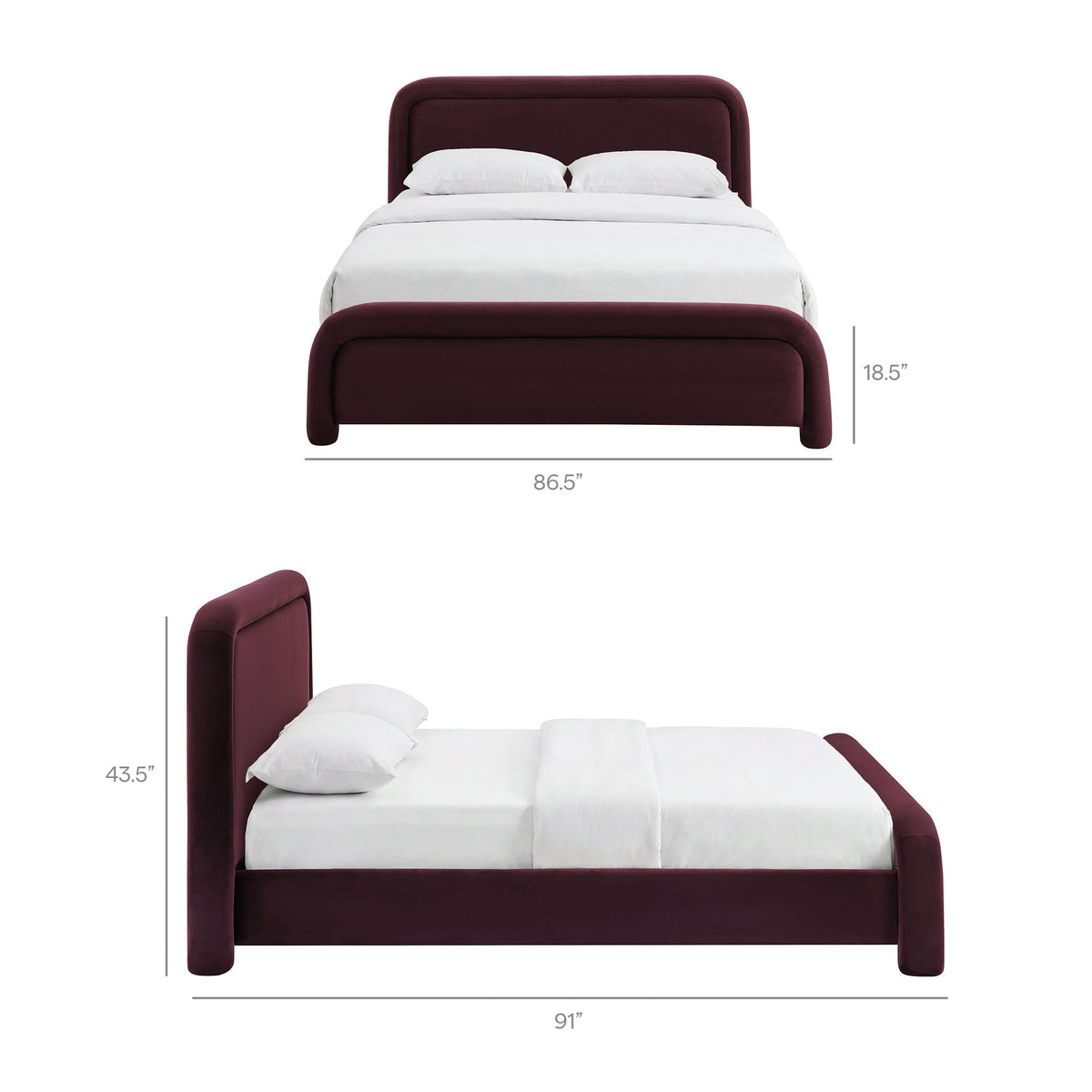 Lit plateforme en velours performant Beck