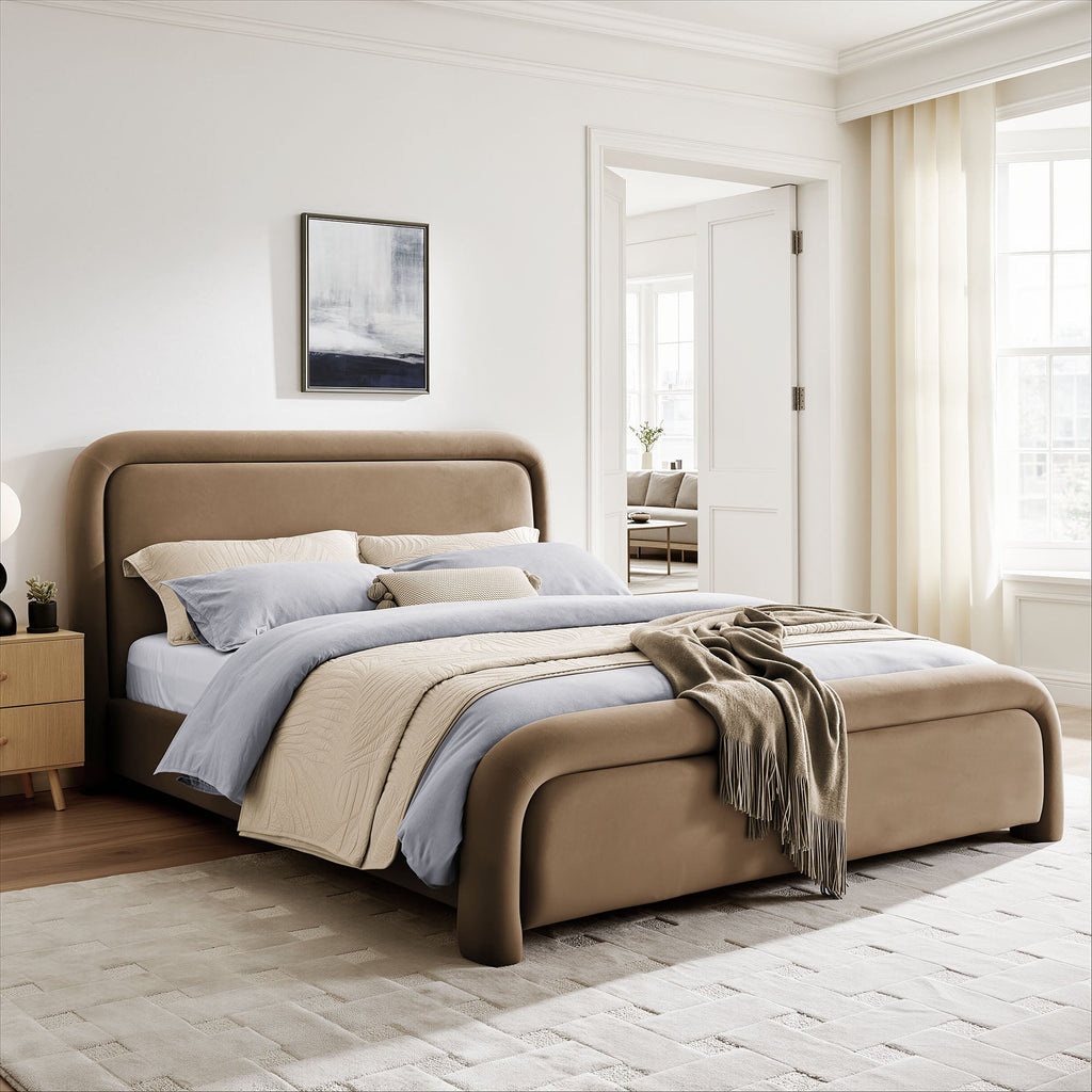Lit plateforme en velours performant Beck